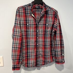 Polo Ralph Lauren Shirt Mens Xxl Blue & Red Plaid Button Up Cotton Front Pockets